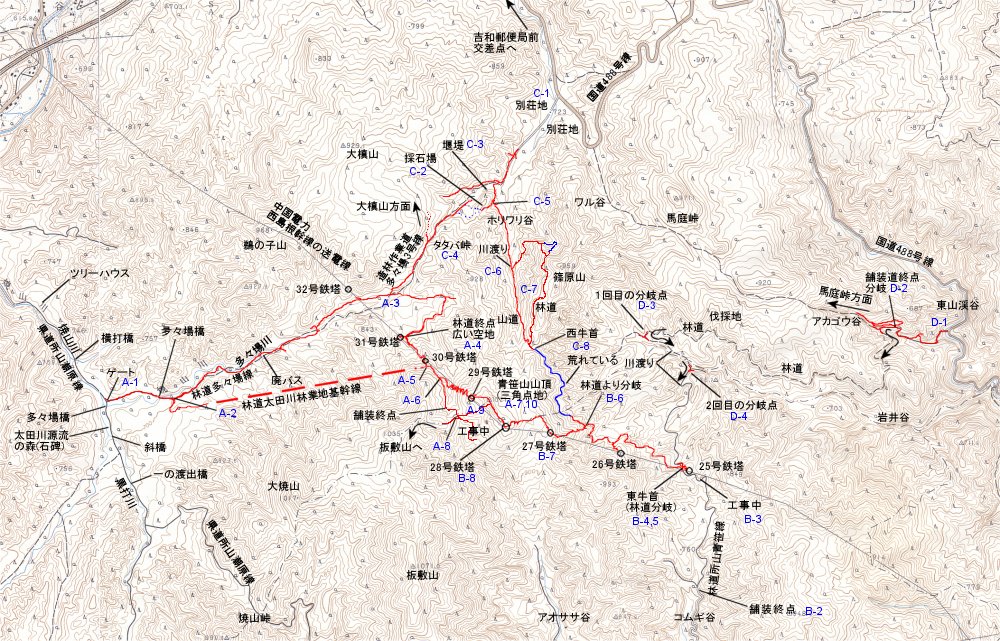 青笹山の登山地図(1)