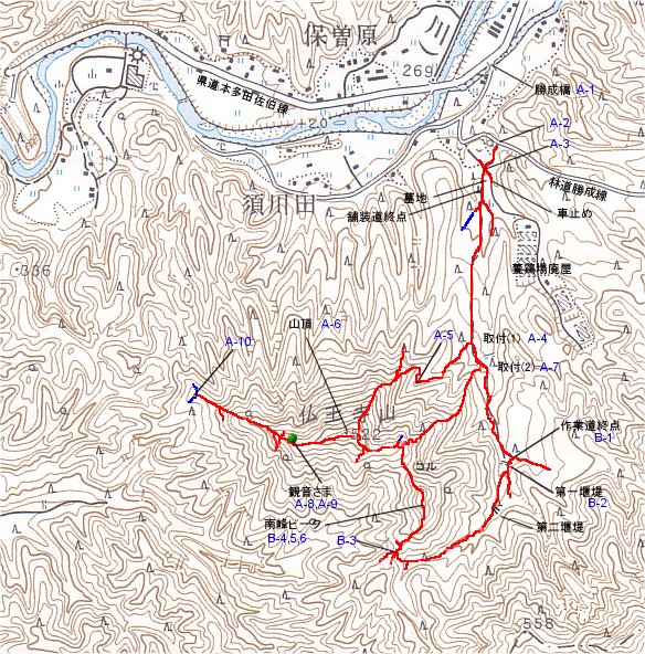 仏王寺山の登山地図