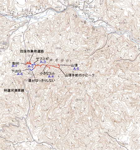井手谷山登山地図