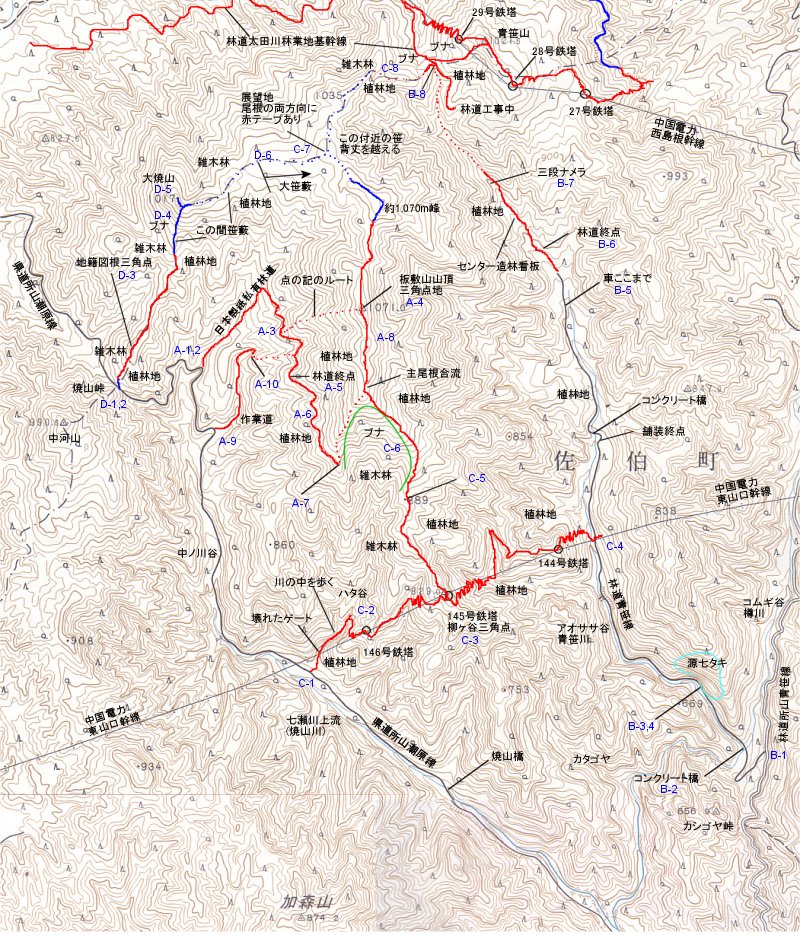 板敷山の登山地図
