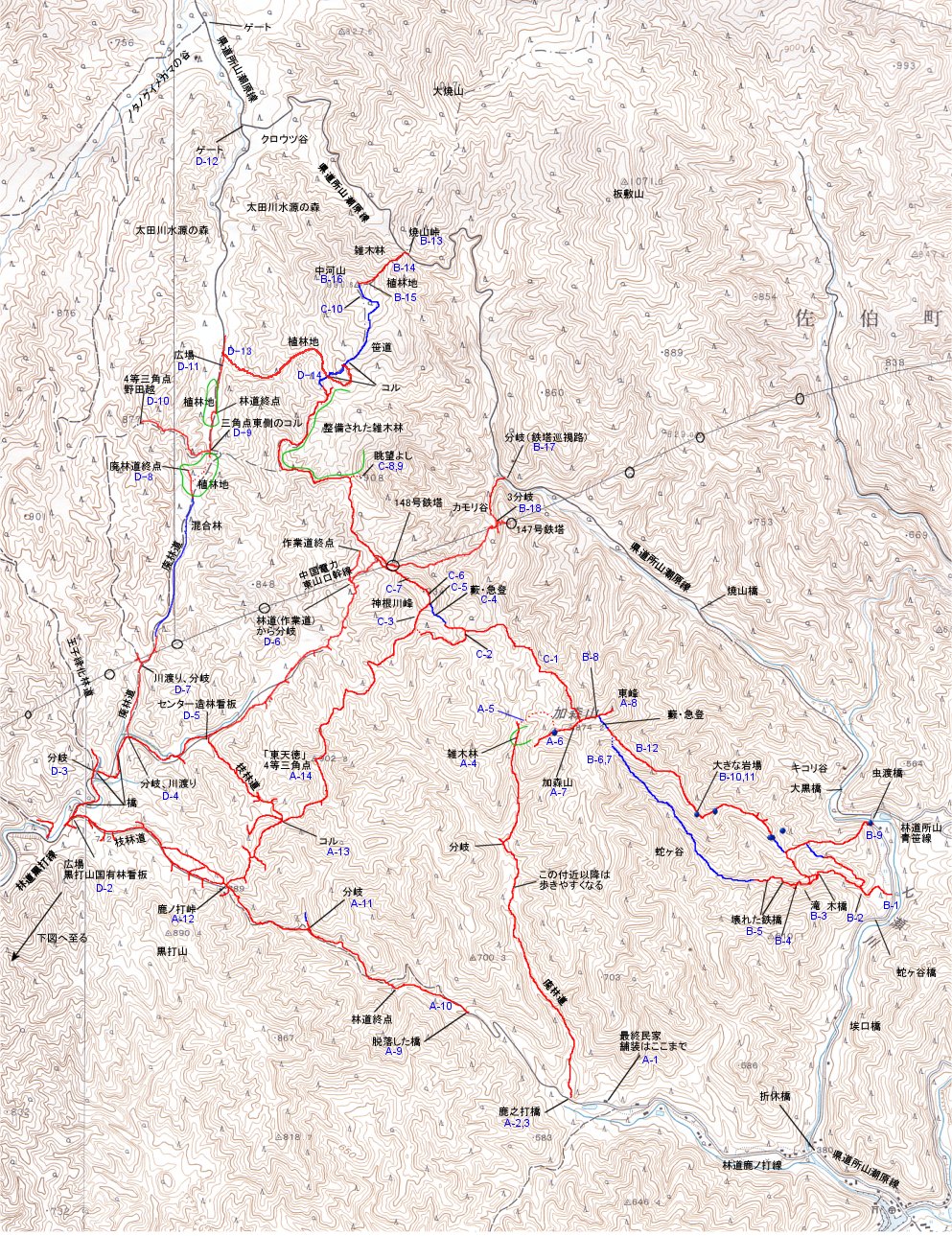 加森山の登山地図1