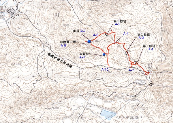 金尾松山登山地図
