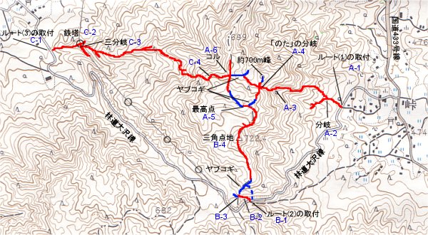 槙ヶ峠山(西峠三角点のある山)の登山地図
