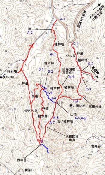 篠原山の登山地図