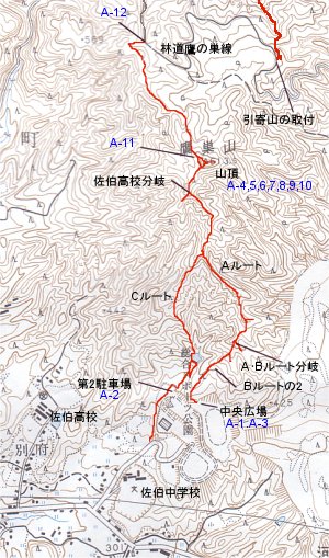 鷹巣山(津田)登山地図